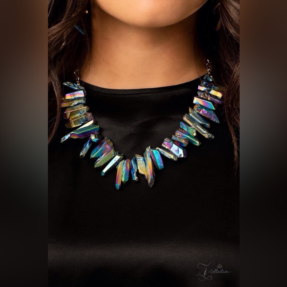 IC COLLECTION Iridescent Necklace and Earring Set